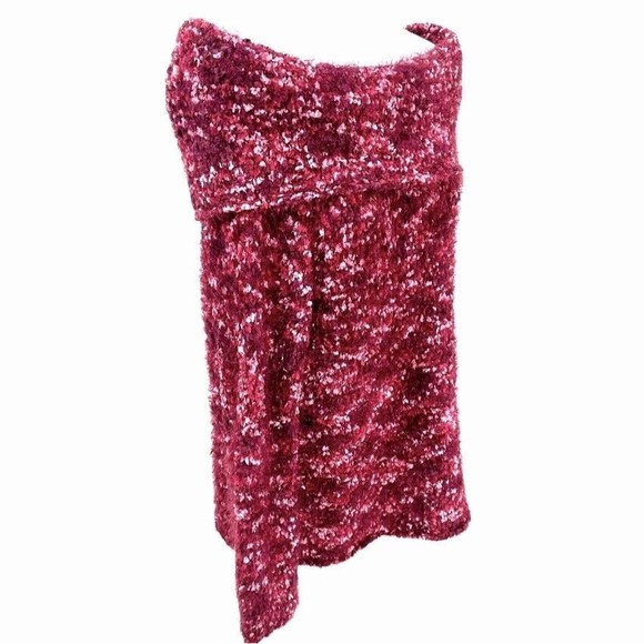 Knox Rose NEW Off Shoulder Eyelash Pullover Sweater Brandy Wine Women's Sz Large - Picture 7 of 12